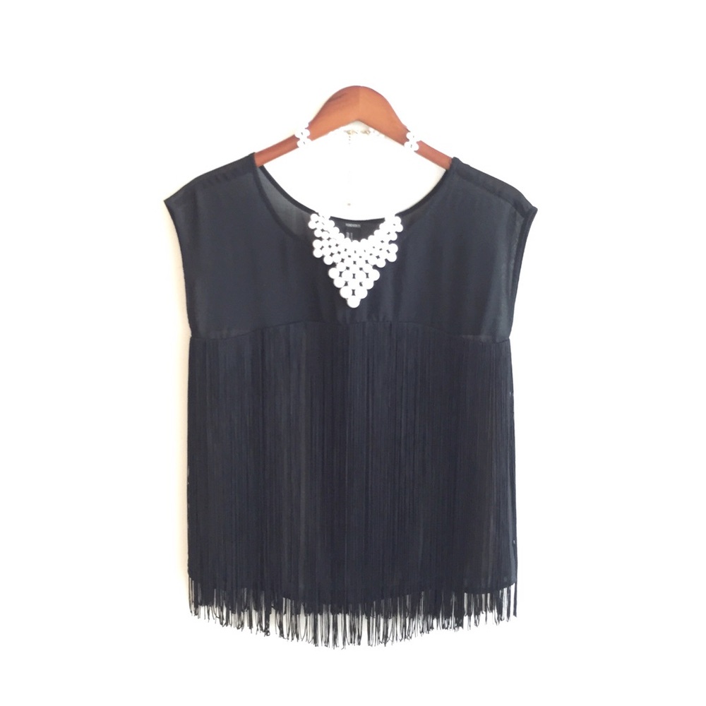 Forever 21 Black Fringe Top